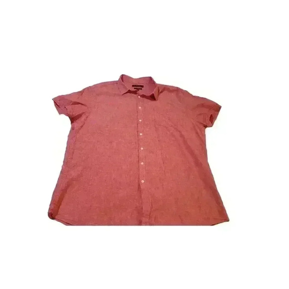 Marc Anthony Mens Slim-Fit Linen Blend Button Shirt Red Short Sleeve‎ Size XXL - Picture 4 of 15